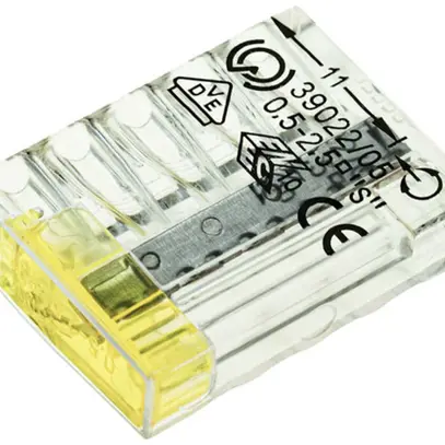 Borne de connexion Woertz 5P 0.5…2.5mm² jaune transparent 