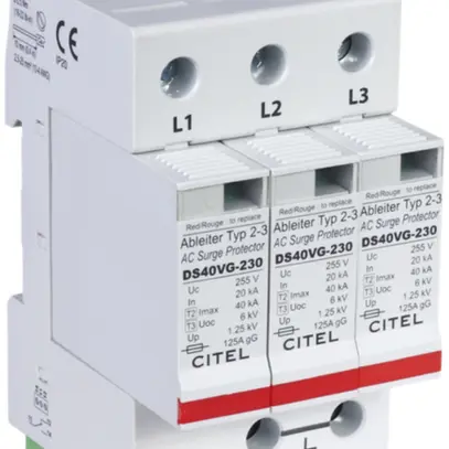 Parafulmine Flury DS 40VGS type 2+3, 3-poli 