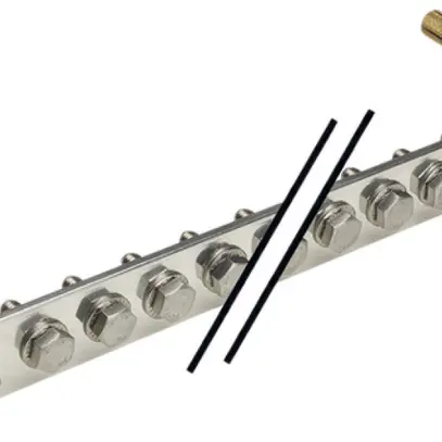 Barre compensation de potentiel Flury PA 20, Cu ét., 1-rang 390×40×5mm, 10×M10 