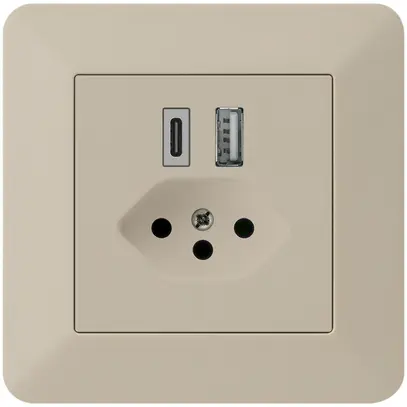 Presa di carica USB INC kallysto.trend 18W PD 1×tipo A 1×tipo C T13 beige 