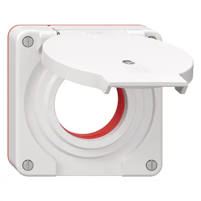 Couvercle avec clapet NEVO Ø42mm pour prise 1-fois lum. IP55 bc (joint ro) 