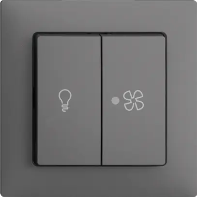 Interr. per luce e ventilazione EDIZIOdue grigio scuro, LED giallo 