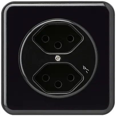 Prise ENC basico 2×type 13/1 noir avec sécurité enfants 