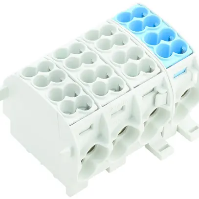 Blocco ripartizione WM WPD 401 2×25/2×16 4L connessione a vite TS35 grigio/blu 