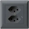 Prise ENC kallysto.line 2×T13/1 anthracite avec sécurité enfants 