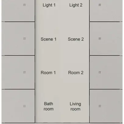 Unité de poussoir petit ABB-Tenton, 8 touches, alu-argent 
