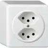 AP-Steckdose basico 2×Typ 13 weiss H=54mm 
