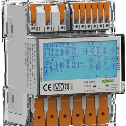 Compteur d'énergie WAGO connexion directe 3×230/400V MID Modbus M-Bus 4PU 