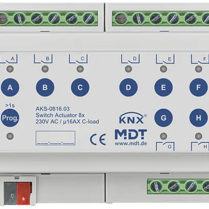 Actionneur-commutateur KNX AMD MDT AKS-0816.03 8-can 16A 230VAC 6UM 