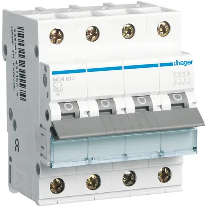 Disgiuntore Hager MCB 4P 415V tipo C 10A Icn 6kA 4UM 