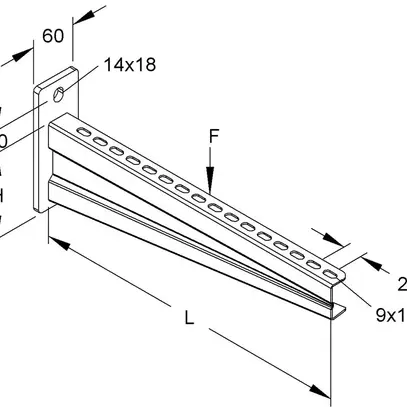 Console murale 630×195mm zinguée à chaud par immersion 