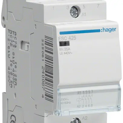 REG-Schütz Hager ESC 230VAC 4 Schliesser 0 Öffner 25A 2TE 