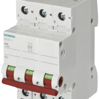 Interruttore AMD Siemens SENTRON 5TL1, 63A/250V 3L 3Ch, leva rosso, 3UM 