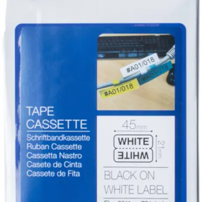 Cassetta nastro Brother FLE-2511 45×21mm×72 pezzi bianco/nero 