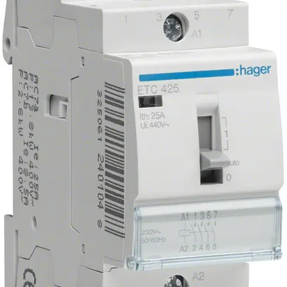 Contattore AMD Hager 230VAC 4 chiusura 0 apertura 25A funzione giorno/notte 2UM 