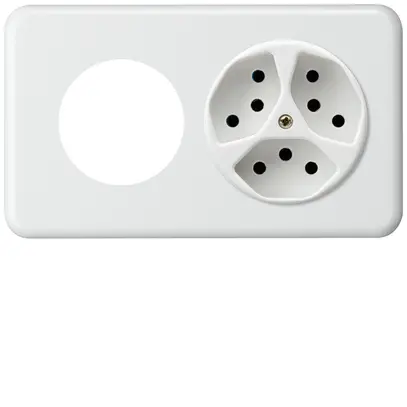 UP-Kombination Hager basico I-I waagrecht Ø43mm+Typ 13 weiss 