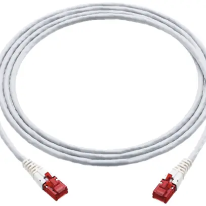 Câble patch R&M cat.6a, U-UTP 2×RJ45/u, sans halogène 1 m, gris 