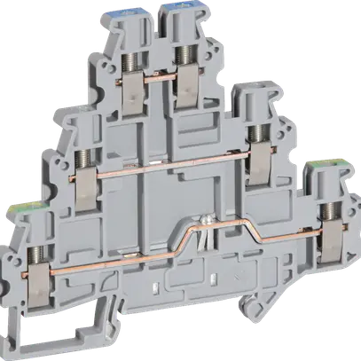 Dreistock-Reihenklemme 0.14…4mm² grau/blau/grün/gelb, PE/L/N CLIPLINE 