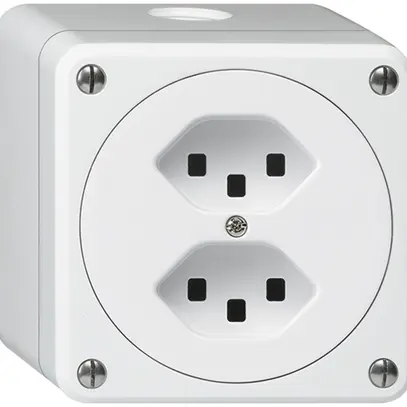 AP-Steckdose robusto 2×Typ 23 weiss ohne Klappdeckel 