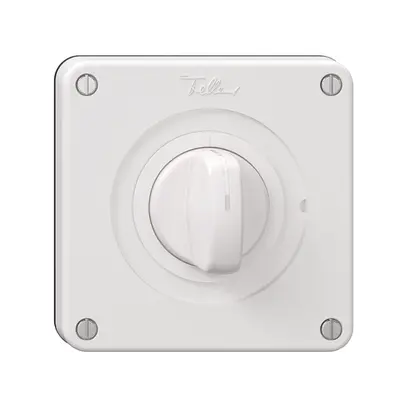 Coperchio NEVO, p.interruttore rotativo c.manopola, c.guarnizione nera, bianco 