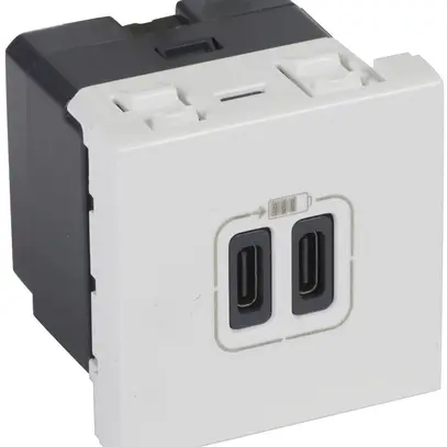Prise de charge USB INC MOS 2×type-C, 3A 5V=15W, 2 modules, blanc 