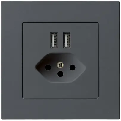 Prise ENC 2×USB & T13 kallysto.pro 2400mA anthracite 