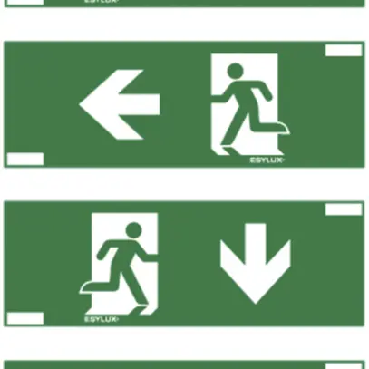 Set di pittogrammi ESYLUX SLX 24m freccia d/s/b/a 370×130mm 