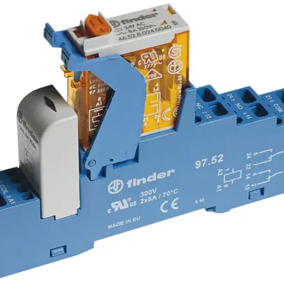 Relè di accoppiamento AMD Finder 4C.52, 2W 8A AgNi, 230VAC, morsetti a molla 