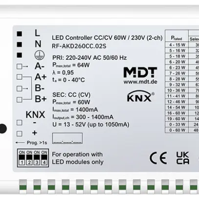 Alimentation LED KNX MDT RF-AKD260CC.02S 2-can 60W 220…240V 