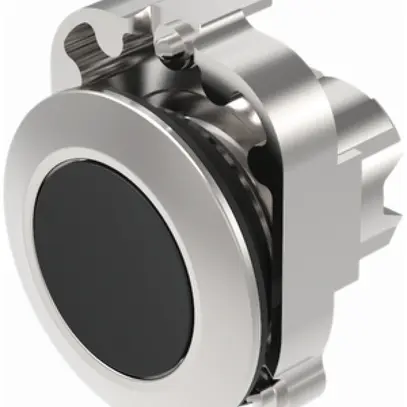 Pulsante INS EAO45, I, nero, anello grigio sabbia, piatto 