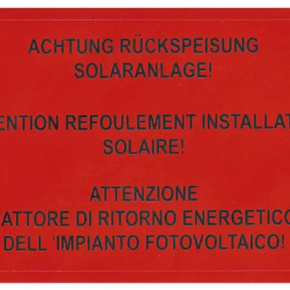 Etichetta UV per installazione PV 50×90mm tipo 1 rosso 