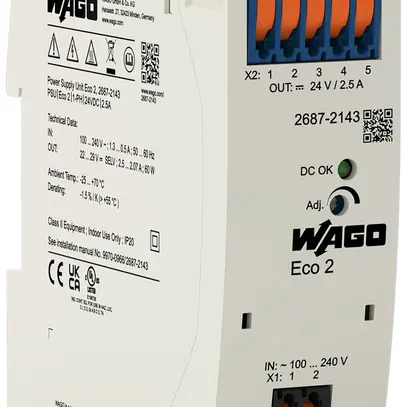 Alimentazione INS WAGO Eco 2 90…264V 22…29V 2.5A 60W 2UM 