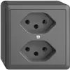 Presa AP EDIZIOdue 2×T13 grigio scuro con shutter 