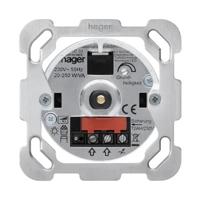 Inserto varialuce universal Hager taglio di fase con placca di fissaggio e LED 