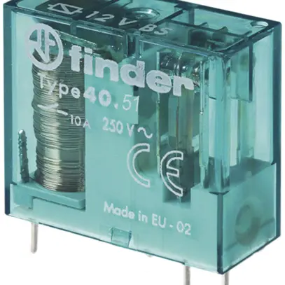 Relè commutazione Finder 40, 1C 10A/12VUC AgNi 5mm RT II 