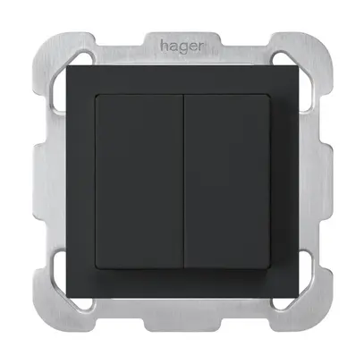 Tasto INC kallysto 2×A-R/1P nero con piastra di fissaggio 