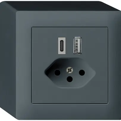 Prise de charge USB AP kallysto 18W PD 1×type A 1×type C T13 anthracite 