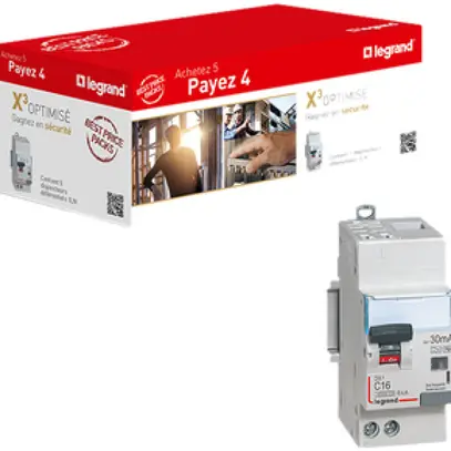 Disjoncteur différentiel Legrand C 13A 4500A 30mA Typ F enfichable 5 pièces 