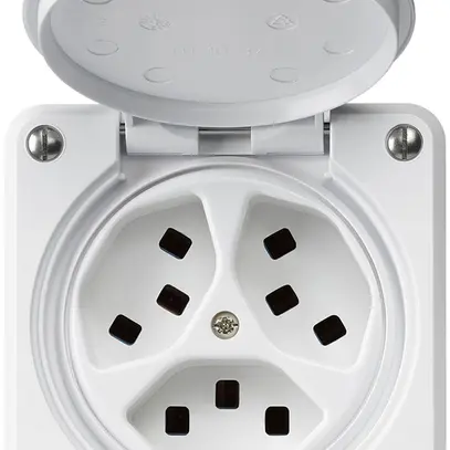 Presa INC Hager robusto, 3×T23, con coperchio C, bianco 