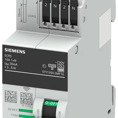 Elektronisches Schutzschaltgerät SENTRON ECPD 1LN 16A 30mA Typ F 75kA RF 