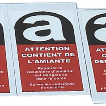 Warnaufkleber Bugnard 55×110mm kleben rot Asbest deutsch 