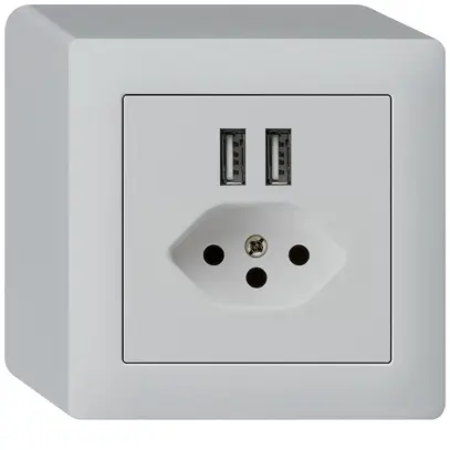 Prise AP 2×USB & T13 kallysto Q 2400mA gris clair 