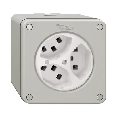 Presa NAPU NEVO, 3×T23, c.LED, grigio chiaro 