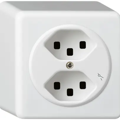 Presa AP Hager basico 2×tipo 23 1×S Q bianco 