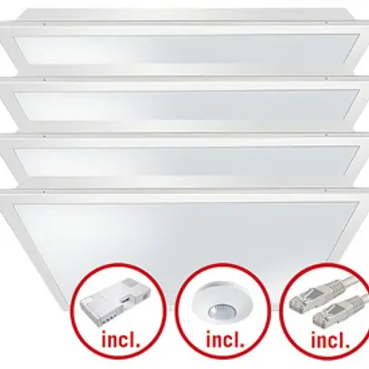 Set di lampade LED INS ESYLUX CELINE-2 625×625 4×30W 827…865 16000lm opale 