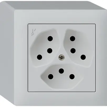 Prise AP kallysto 3×T13/1 gris clair avec sécurité enfants 