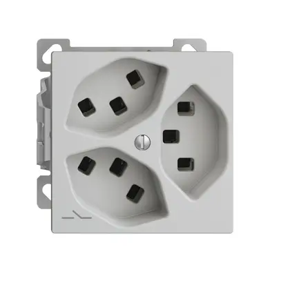 Prise AP 3×T23 Feller EDIZIOdue FXCO54, 1×séparé, bornes enfichables, gris clair 