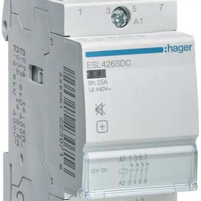 Contattore AMD Hager 12VDC 0 chiusura 4 apertura 25A senza ronzio 2UM 