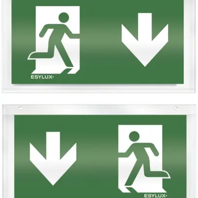 Plaque avec pictogramme ESYLUX pour SLX recto/verso flèche vers le bas/bas 