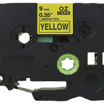 Cassetta nastro compatibile con OZE-621, 9mm×8m, giallo/nero 